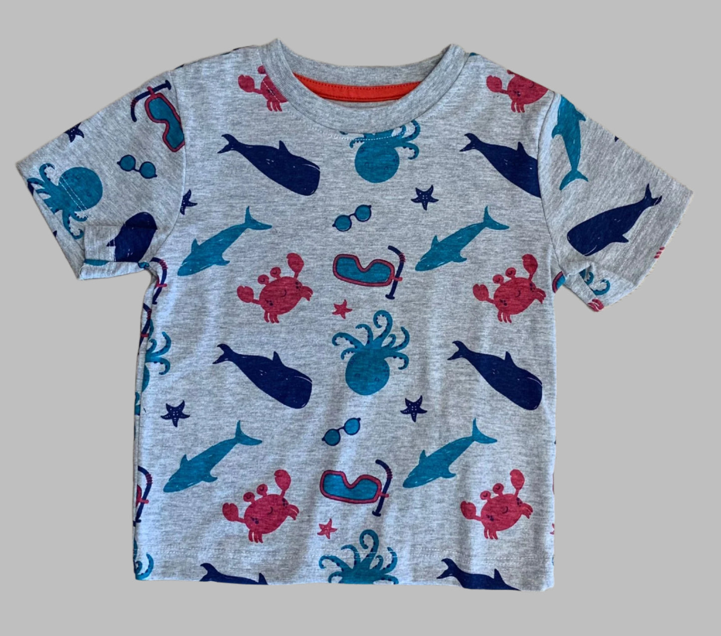 WHALE,OCTOPUS PRINT BOY'S T-SHIRT