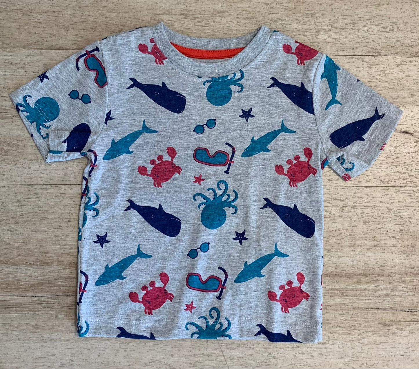 WHALE,OCTOPUS PRINT BOY'S T-SHIRT