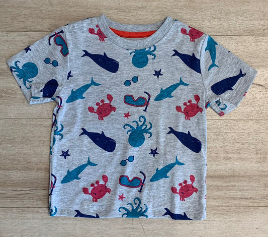 WHALE,OCTOPUS PRINT BOY'S T-SHIRT