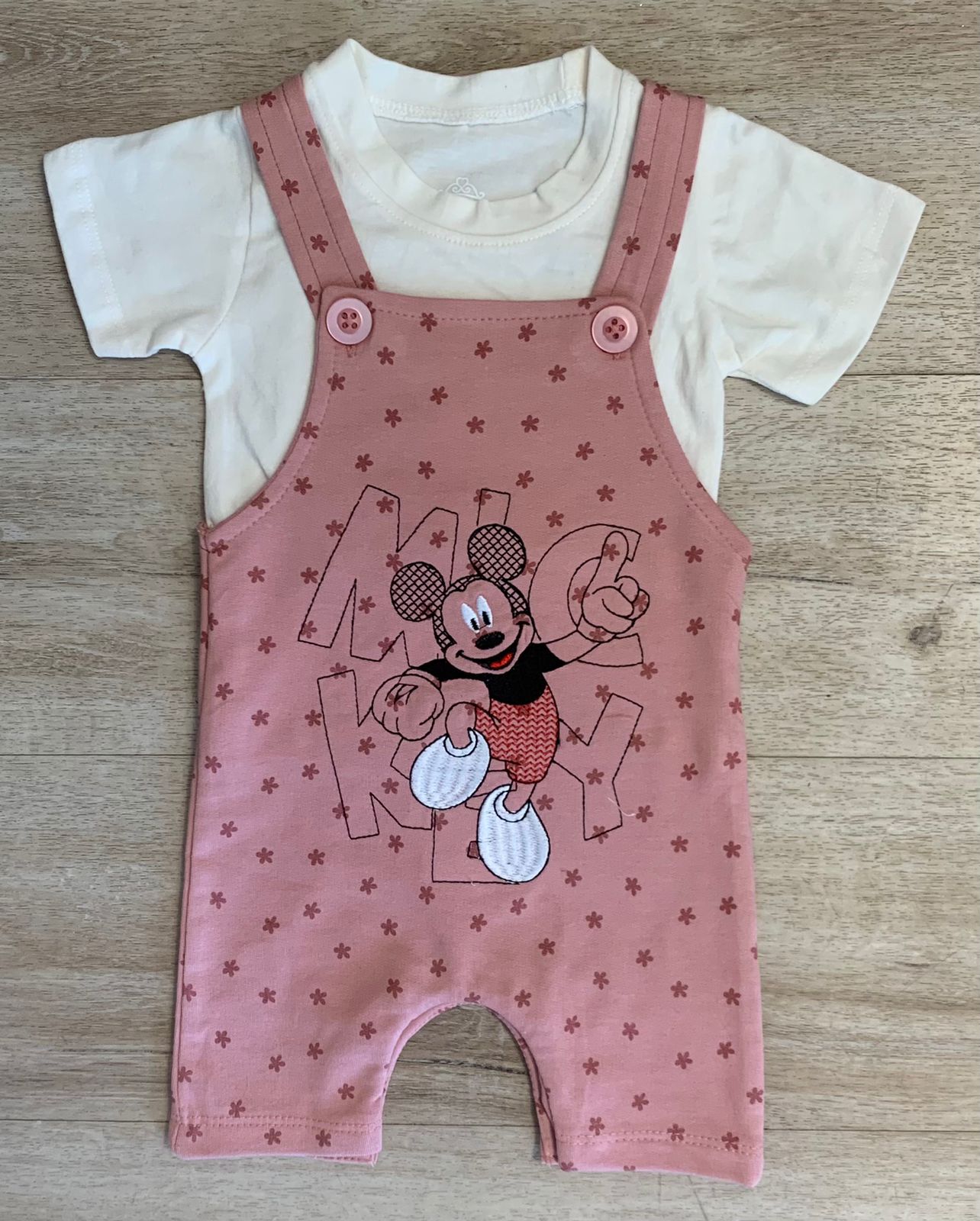 MICKEY MOUSE BABY GIRL DUNGAREE SET.