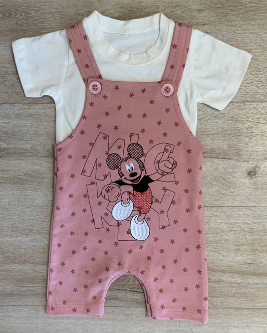 MICKEY MOUSE BABY GIRL DUNGAREE SET.